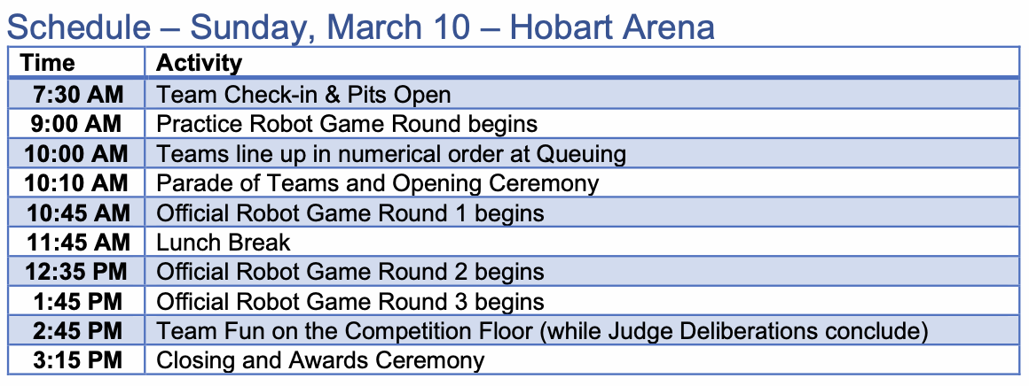 Competition Schedule